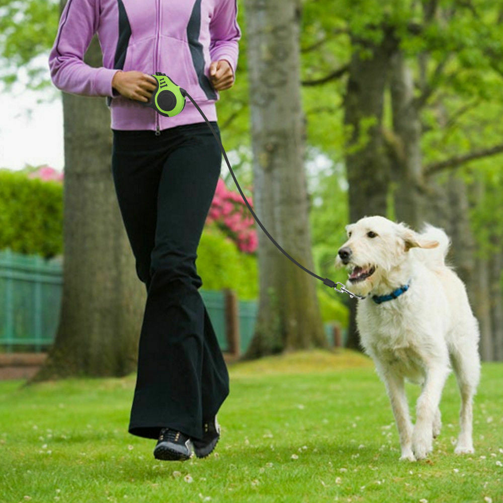 Automatic Retractable Dog Leash with Dual Size Options and Safety Brake & Lock System